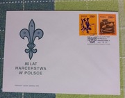 Czuwaj 80 Lat Harcerstwa w Polsce koperta ze znaczkami 1991.