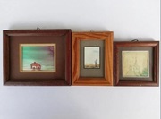 Trzy małe obrazki ręcznie malowane