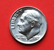 10  Centów  1987  P  -     USA    Mennica  P   Stan !!!
