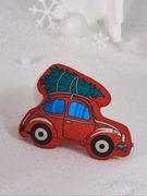 ŚWIĄTECZNA PODUSZKA DEKORACYJNA SAMOCHÓD CHOINKA