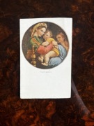 Stary kolorowy obrazek religijny – Madonna z Dzieciątkiem (Raffaello) – ZMC