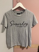 Szary T-shirt z czarnym napisem, Superdry