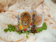 Kubek mini lwa łąkowego ręcznie malowany kubek 270 ml.