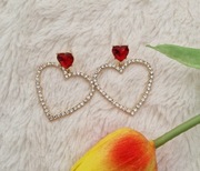 Kolczyki serca nowe złote kryształki świecące się 