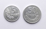 Przecena 60% 2 monety  5 i 50 gr. z 1949 r. OKAZJA! pierwszy rok wydania
