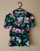 Bluzka z krótkim rękawem SHEIN bluzka floral dekolt V bluzka z chokerem M