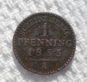 Prusy Fryderyk Wilhelm IV Hohenzollern 1 fenig pfenning 1855A Berlin KM#451