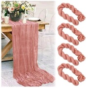 Komplet 4 Sztuk Bieżników Różowych Pudrowy Róż Bieżniki 300x90cm