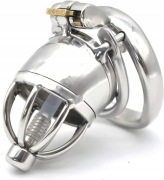 Stalowy pas cnoty, chastity, półring z kolcami + Dilator oring 45mm