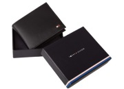 TOMMY HILFIGER oryginalny męski portfel skórzany nowy BLACK w pudełku