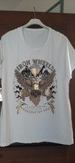 Tshirt koszulka bluzka bawełna biała złoty nadruk orzeł