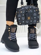 Trapery Ocieplane Botki Zimowe z Futerkiem Solid 36