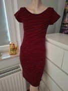 diverse granatowa czerwona sukienka dopasowana bawełniana w paski czerwony