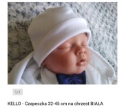 Czapeczka do chrztu biała 32-45cm