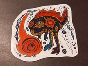 Ognista rybka, naklejka fantasy 8cm x 7cm