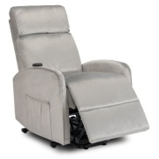 Fotel rozkładany, elektryczny, z funkcją wstawania, wypoczynkowy, welurowy