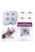 Pajęczyna sieć ozdoba dekoracja na halloween sztuczna biała 40g 10 pająków 