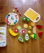 Playtive drewniane owoce do krojenia + zegar sorter nauka cyfr kształty
