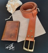 Pas skórzany męski koniak skóra licowa, MIX klamra z mosiądzu kabu.workshop