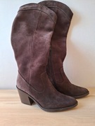 Kozaki  zamszowe skórzane Ryłko kolor brązowy rozmiar 36 ,używane raz.