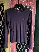 Fioletowa bawełniana damska gładka bluzka na długi rękaw Tommy Hilfiger XS