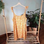 Sukienka na ramiączka wiskoza wiskozy żółta w kwiatki kwiaty XL 42 floral z