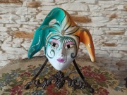 Maska karnawałowa wenecka błazen - dekoracyjna, ręcznie malowana