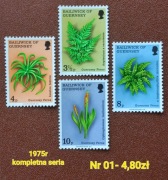 Znaczki flora:01: kwiaty, paprocie- Guernsey 1975r **