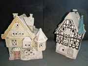OZDOBY ŚWIĄTECZNE dwie figurki ceramiczne DOMKI