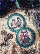 Świąteczne podkładki z misiami vintage decoupage shabby chic Prowansja 