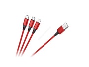 Kabel USB 3 w 1  kolor czerwony