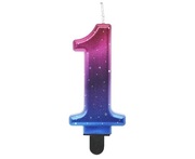 Świeczka Cyfra "1", Night Sky, metaliczna, 8 cm