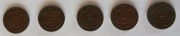2 halerze. Austria. 5 szt. 1904,1907,1910,1911,1897