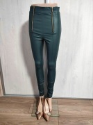 Spodnie damskie eco skóra zielone O’La Voga wysoki stan M/38