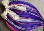 Warkoczyki syntetyczne wielorazowe 54 szt. 108 końcówek mix fiolet róż