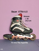 Super rolki BAUER dla kobiet - XTRA 6.0 - rozmiar 38/24,5 cm