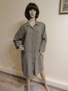 GUDRUN SJODEN zielona khaki sukienka płócienna koszulowa 100% len_ L/XL