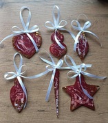 Rękodzieło Ozdoby choinkowe zestaw 6 szt bombki z żywicy epoksydowej bordo 