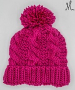 Czapka Fuksja z warkoczami i pomponem