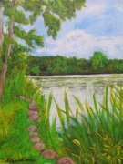 OBRAZ RĘCZNIE MALOWANY AKRYLOWY "W NIEZNANĄ DAL"- 24x30cm