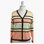 Sweter kardigan Croft & Barrow L 40 pasy pastelowy cienki blezer wiskoza