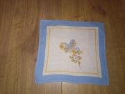 Chusteczka bawełniana do nosa damska naszywka 23 x 22cm niebieska PRL