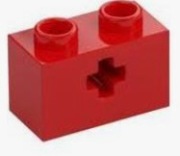 LEGO BRICK 1X2 WITH CROSS HOLE RED 6196217/31493