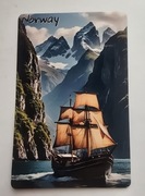 Magnes na lodówkę Norway Norwegia Fiordy Żaglowiec Góry Zatoka(34).