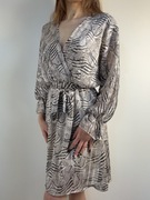 Sukienka kopertowa zebra, wiązana w talii rozm. UNI Archie Love