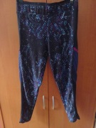 Legginsy długie Oysho S M granatowe niebieskie spodnie do fitness wzór