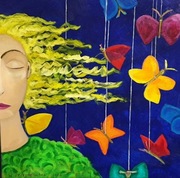 MOTYLE SNY 70X70 OBRAZ OLEJNY, ZAWERNIKSOWANY