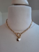 Naszyjnik handmade ze stali nierdzewnej z naturalnych kamieni masa perłowa 