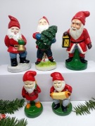 Mikołaje krasnale - pięć ceramicznych figurek vintage