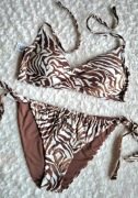 Calzedonia Audrey M85B/80C/75D zebra brown kremowy brązowy animalier